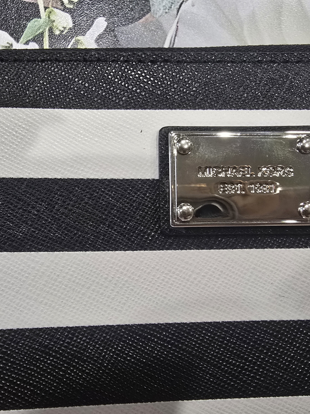 Michael Kors Black and White Striped Wallet